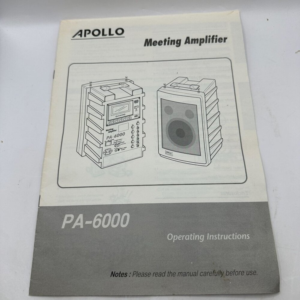 Apollo PA-6000 Meeting Amplifier Operating Instructions Manual
